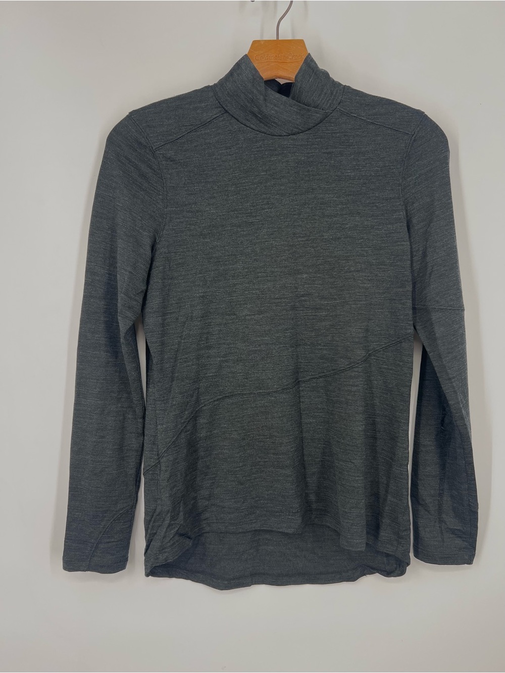 Ibex Charcoal Grey 100% Zque Merino Wool Mock Neck Long Sleeve Shirt Small
